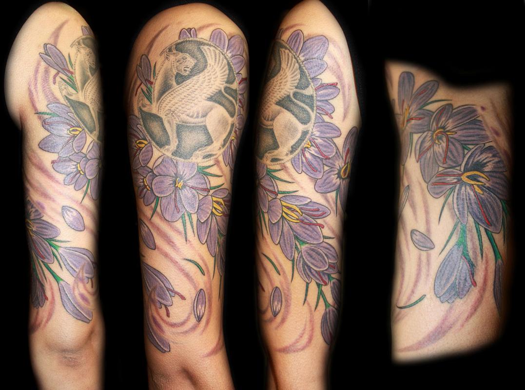 Half Leg Tattoo Sleeve Flower - wide 6